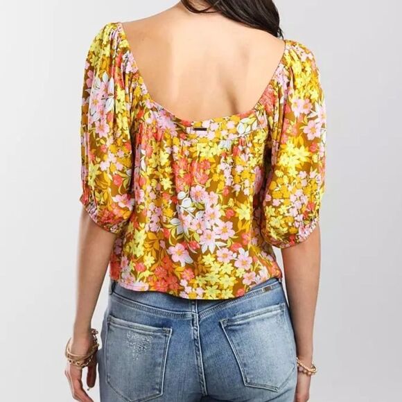 BILLABONG Beach Daze Puff Sleeve Cropped Top Size Small - Picture 3 of 7